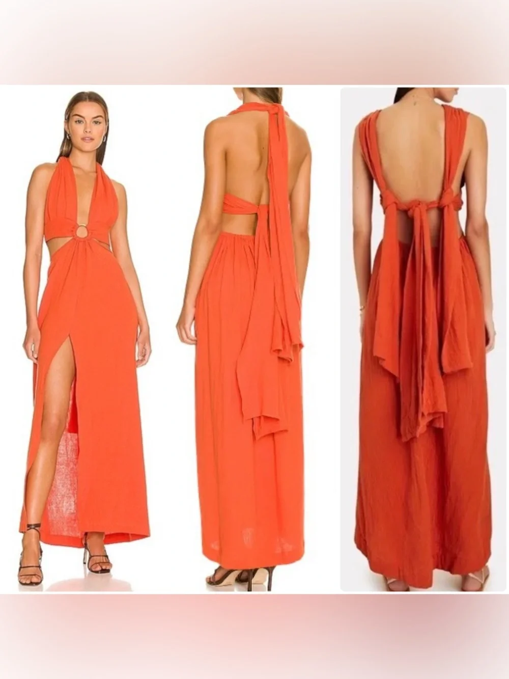 New! Just Bee Queen Sara Cut Out Maxi Multi Way Tie Maxi Dress 🍑 Small